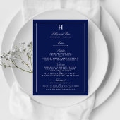 Chic Navy & White Wedding Menu Sjabloon