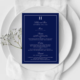 Chic Navy & White Wedding Menu Sjabloon