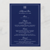 Chic Navy & White Wedding Menu Sjabloon (Voorkant)