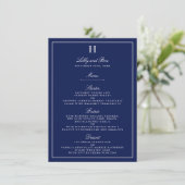 Chic Navy & White Wedding Menu Sjabloon (Staand voorkant)