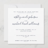 CHIC NAVYBLAUW & WIT SCRIPT TYPOGRAFIE Bruiloft Kaart (Voorkant)