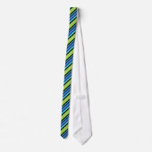 Chic Necktie: Blauw groene zwarte diagonaal strepe Stropdas (Achterkant)