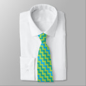 Chic Necktie: Blue Green Emerald Diagonal Chevrons Stropdas (Gebonden)
