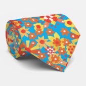 Chic Necktie: Ditsy Oranje Floral Pattern Stropdas (Opgerold)
