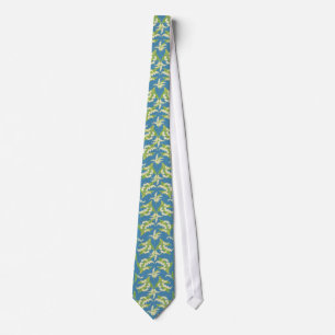 Chic Necktie: Lilies van de Valley on Blue Stropdas