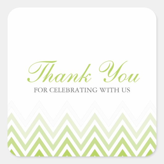 Chic Neon Green Ombre Chevrons Vierkante Sticker (Voorkant)