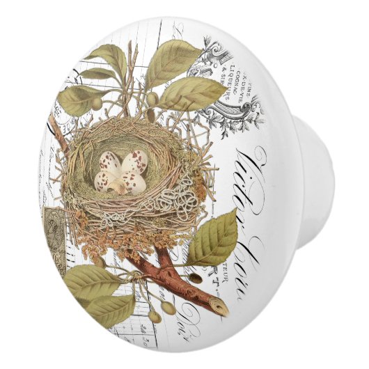 Chic  Nest & Egg French Script Knob Keramische Knop (Rechts)