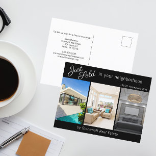 Chic net verkocht onroerend goed 3 foto marketing  briefkaart