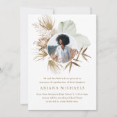 Chic Neutral Boho Krans Foto Afstuderen Kaart (Voorkant)