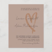 Chic Neutral Drawn Heart BUDGET Wedding Invitation (Voorkant)