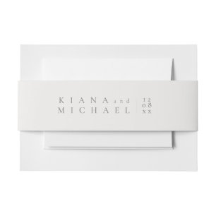 Chic Neutrale Trouwdetails Poeder Wit ID1020 Uitnodigingen Wikkel