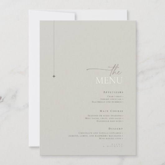 Chic Neutrals Menu Mariage Pastel Grey ID1020 (Devant)