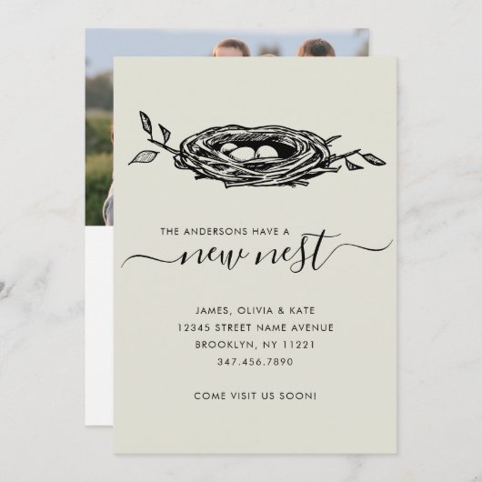 Chic New Nest Home Change of Address Photo Moving Aankondiging (Voorkant / Achterkant)