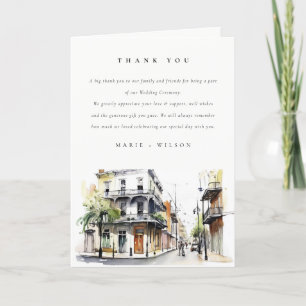 Chic New Orleans Louisiana Waterverf bruiloft Bedankkaart