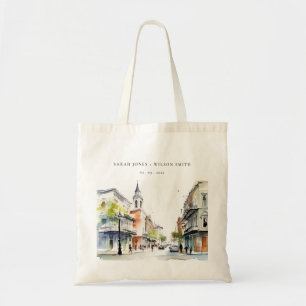 Chic New Orleans Louisiana Waterverf bruiloft Tote Bag