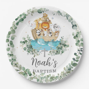 Chic Noah's Ark Greenery Baptism Christening Papieren Bordje