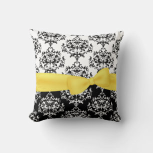 Chic noir & blanc Damask Decorator Coussin