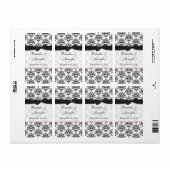 Chic noir & blanc Damask Mini Étiquettes de vin (Feuille entière)