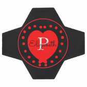 Chic noir blanc initial Monogramme rouge Coeur (Plat)