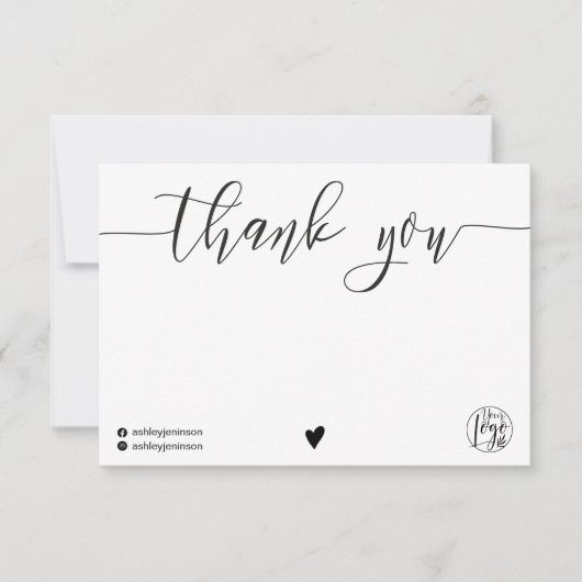 Chic noir blanc merci script logo qr code (Devant)