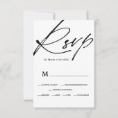 Chic noir blanc script calligraphie mariage rsvp (Devant)