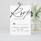 Chic noir blanc script calligraphie mariage rsvp (Debout devant)