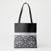 Chic noir et blanc Damas Sac fourre-tout personnal (Devant)