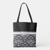Chic noir et blanc Damas Sac fourre-tout personnal (Dos)