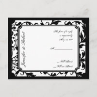 Chic noir et blanc Damask carte postale RSVP