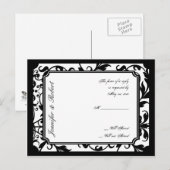 Chic noir et blanc Damask carte postale RSVP (Devant / Derrière)