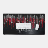 Chic noir et rouge argent parties scintillant gout (Clavier et souris)