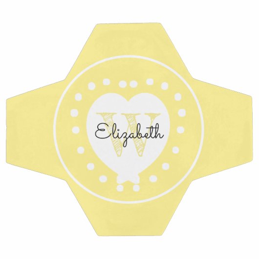 Chic Noir Jaune Initial Monogramme Coeur blanc (Plat)