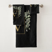 Chic Noir Monogramme Vert Floral (En situation)