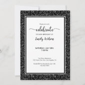 Chic noir Motif 40e anniversaire Invitation (Devant)