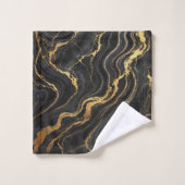 Chic Noir & Or Marbre métallique Look Glamor (Gant de toilette)