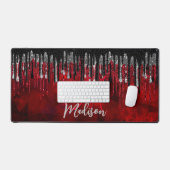 Chic noir rouge argent parties scintillant gouttes (Clavier et souris)