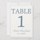 Chic Numéro De Table De Mariage Argenté Bleu Et Bl (Dos)
