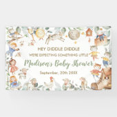 Chic Nursery Rhyme Greenery Baby shower Backdrop Spandoek (Horizontaal)