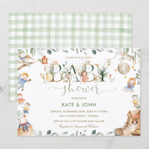Chic Nursery Rhyme Greenery Baby shower Neutral Kaart