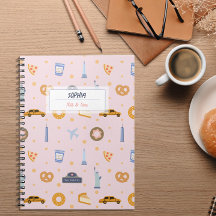 Chic NYC Pattern Roze Naam Spiral Notitieboek