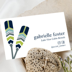 Chic Oars Lake Ocean Beach Cabin Vacation Rentalf Visitekaartje