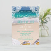 Chic Ocean Beach Summer Bridal Shower Kaart (Staand voorkant)