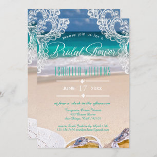 Chic Ocean Beach Summer Bridal Shower Kaart