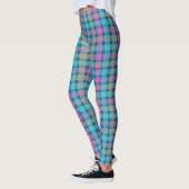 Chic Ocean Blue Check Patroon Leggings (Links)