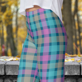 Chic Ocean Blue Check Patroon Leggings
