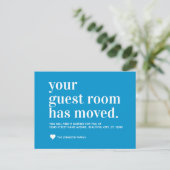 Chic Ocean Blue Guest Room Moving Faire-part (Debout devant)