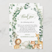  Chic Oerwoud Animals Greenery Baby shower  Bedankkaart (Voorkant / Achterkant)
