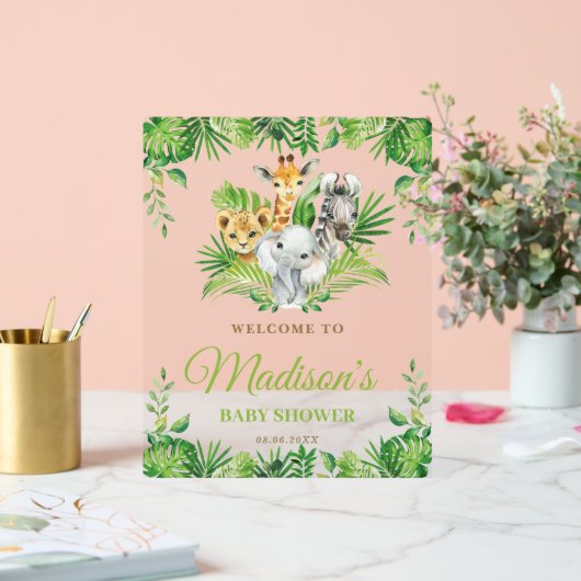 Chic Oerwoud Animals Greenery Baby shower Welkom Acryl Bord (Huwelijk)