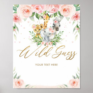 Chic Oerwoud dieren Roze Floral Wilde Game Poster