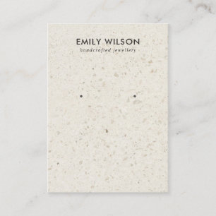 CHIC OFF WHITE TERRAZZO STUD EARRING DISPLAY CARD VISITEKAARTJE
